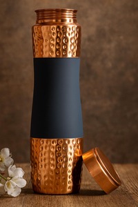 Copper Water Bottle Solid Color Screw-On Lid Reusable Travel <b>Mug</b> Double Wall Metal Modern Design Adult Unisex - Product Image 2