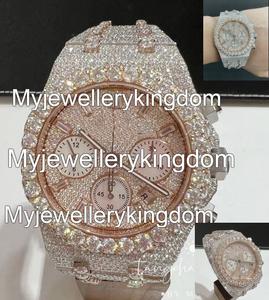 VVS Moissanite Two-Tone Rose Gold <b>Square</b> Dial Stainless <b>Steel</b> Case 10 <b>Bar</b> Water Resistant Mens Luxury Quartz Watch Hip Hop - Product Image 5