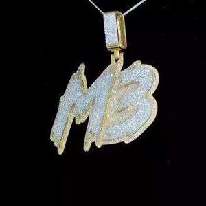 Colgante de Letra Personalizado de Plata 925 con Baño de Rodio y Moissanita, Diseño de Dibujos Animados, Totalmente Engastado con Garras de Corte Brillante, Estilo Hip Hop para Fiesta - Product Image 1