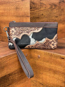 Nouveau élégant vrais cheveux faits à la main sur cacher usiné fourrure cuir bracelet embrayage vente chaude femmes conçu à la main peint pochettes à glissière - Product Image 4