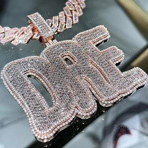 Pendentif personnalisé avec la lettre « DRE », Moissanite véritable VVS, Pendentif Hip Hop personnalisé, Pendentif Iced Out, Pendentif breloque, Argent 925 - Product Image 1