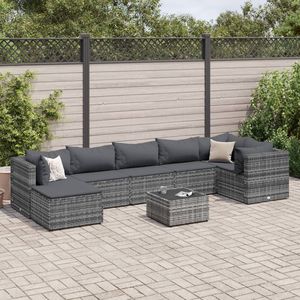 Gray Poly Rattan Patio Lounge Set With <b>Cushions</b> 8 <b>Person</b> Outdoor Furniture Contemporary Modern Design - Product Image 3