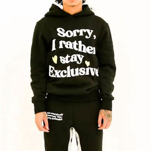 Ensemble de survêtement unisexe noir à capuche coupe-vent 2-en-1, sweat-shirt et pantalon de jogging en coton, style streetwear, taille élastique, automne - Product Image 3