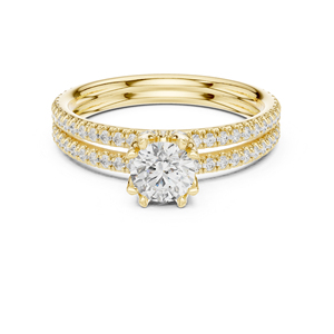 แหวนเพชรทรงกลมทองคำขาว 14K เพชรเพาะเลี้ยงสำหรับผู้หญิง สวมใส่ได้ทุกวัน เพชรเพาะเลี้ยงใหม่ - Product Image 1