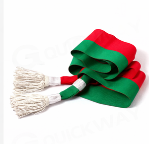 Custom Tricolor Mayor Sash Red Green Scarf with Silver Tassel Ceremonial Event Use Ceremonial Sash for Inauguration - Product Image 3