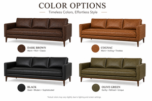 Sofá de Cuero Genuino Marrón Oscuro de Lujo con Patas de Madera Sólida, Estilo Moderno de Mediados de Siglo, Sofá de 3 Plazas para Sala de Estar - Product Image 4