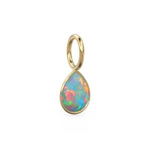 Ethiopian Opal 7mm 14k Yellow <b>Solid</b> <b>Gold</b> Charm <b>Pendant</b> Bezel Jewelry Finding / October Birthstone / Welo Fire Opal Gemstone / - Product Image 5