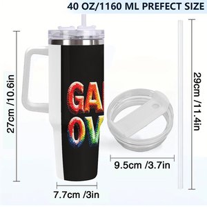Gobelet isotherme en acier inoxydable 40 oz, design personnalisé « Game Over », mug de voyage - Product Image 4