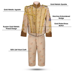 Nouvelle veste homme marron clair de type hussard impérial, costume britannique Napoléon, manteau doré métallisé, veste de parade vintage sur mesure (uniquement) - Product Image 3