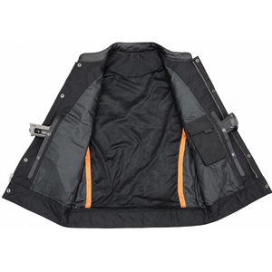 Gilet de motard en cuir véritable pour homme, col montant, fermeture éclair, style moto, vêtement d'extérieur avec poches, pour l'automne - Product Image 5