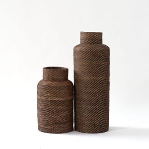 Jarrones de ratán azul, tejidos a mano con fibra natural, jarrón decorativo al precio más bajo, maceta hecha a mano - Product Image 4