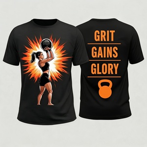 Camiseta Deportiva Ajustada de Manga Corta para Hombre, de Poliéster, con Estampado por Sublimación, Estilo Hustle Grind Dominate - Product Image 3