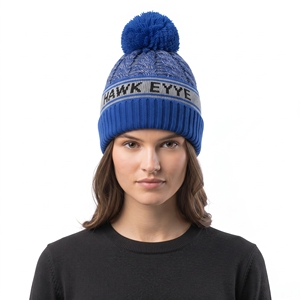 Hawk Eye Unisex Acrylic <b>Beanie</b> <b>Blue</b> Pom Pom Knitted Winter Hat Casual Outdoor Cap 56-58CM - Product Image 5