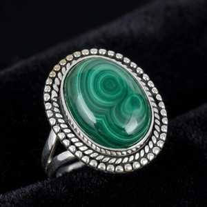 Anillo llamativo de malaquita – Anillo gótico de filigrana con gemas azules brillantes, anillo de plata hecho a mano, regalo para ella - Product Image 4