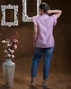 เสื้อทูนิคสีชมพูสุดหรูของ phulkari Chanderi เสื้อคอเสื้อผ้าไหมพิมพ์ลายดอกไม้ระบายอากาศได้ดี - Product Image 4