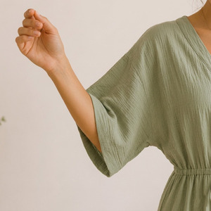 Ensemble de pyjamas décontractés pour femmes en coton gaze, tissu musulman respirant et écologique, vêtements de détente pour femmes - Product Image 5