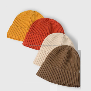 Gorro de Punto Acanalado Unisex, 100% Acrílico, Color Sólido, Gorro de Invierno, Estilo Casual, 56-58CM, Adulto - Product Image 1
