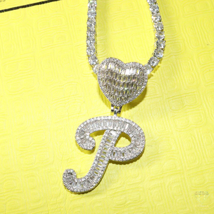 Bling Bubble <b>Initial</b> Pendant <b>Necklace</b> Moissanite Diamond Custom Alphabet Charm Cuban Chain Jewelry - Product Image 4