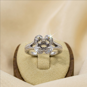 China Factory Custom Jewelry 18k Solid White Gold Natural Real Diamond Semi Mount Solitaire Engagement Rings For Women Wedding - Product Image 1