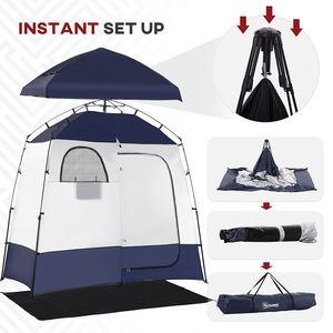 Tenda Moderna Portatile in Alluminio a 2 Stanze con Pavimento Impermeabile a Doppio Strato e Sacca Doccia per Campeggio - Product Image 6