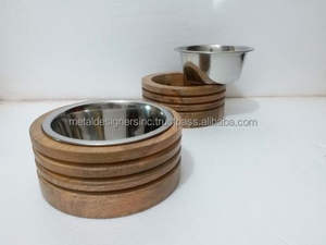 Stainless Steel <b>Bowls</b> <b>Pet</b> <b>Feeder</b> With Wooden Stand - Product Image 6