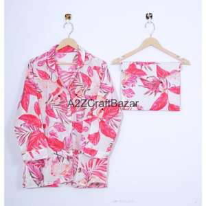 Nuevo Conjunto de Pijama de Algodón 100% Puro con Estampado Floral, Camisa y Pantalón, Suave y Cómodo para Mujer - Product Image 3