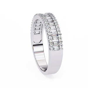 แหวนทองคำขาวประดับมอสซาไนต์ทรงสามเหลี่ยมและทรงกลมแบบ Eternity Ring สำหรับผู้หญิง - Product Image 4