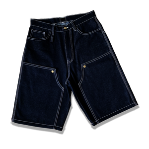 Nuevos shorts de mezclilla para hombre con doble rodilla y bolsillos grandes, bordado personalizado, de algodón, estilo oversize, a la moda, lavados. - Product Image 2