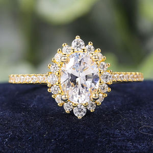 Bague de fiançailles unisexe en or massif 18 carats avec pierre naturelle géométrique, sertie à griffes, style romantique, AMBER JEWELS T-1458, certifiée IGI 15 - Product Image 1