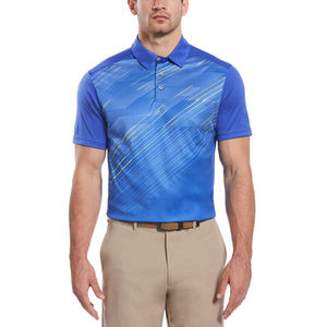 Chemise à manches courtes bleue pour homme, en tissu tricoté respirant et à séchage rapide, coupe classique, style décontracté, style golf, 100% polyester - Product Image 1