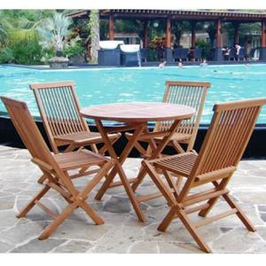 Table de jardin extérieure, table bistrot, en teck américain, fabriquée en Indonésie, meubles en bois massif. - Product Image 1