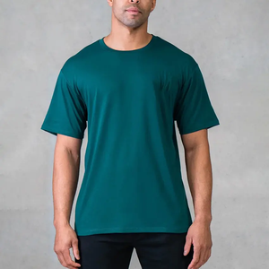 T-shirts pour hommes de haute qualité en gros, personnalisables avec logo imprimé, unisexe, tricotés, vierges, grandes tailles, coupe classique, col rond, manches courtes, séchage rapide - Product Image 4