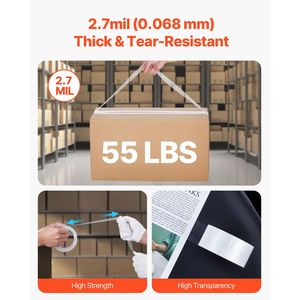 Nastro Adesivo per Imballaggio Resistente in BOPP Trasparente da 3 Pollici, 1.88" x 65 Iarde, 2.7 Mil, 18 Rotoli - Product Image 4