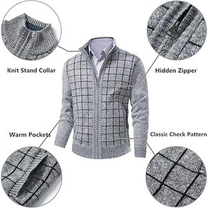 Cardigan zippé pour homme, col montant, tricoté, doux et chaud, décontracté, personnalisé, pour l'hiver - Product Image 4