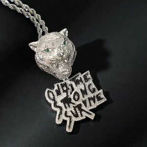 Hip Hop Panther Head Moissanite <b>Pendant</b> 925 <b>Silver</b> Rhodium Plated Micro Pave Charms Men's Jewelry Custom <b>Initial</b> Letter <b>Pendant</b> - Product Image 5