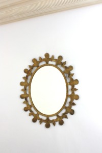 Oval Brass Mirror With <b>Leaf</b> Design Traditional <b>Wall</b> <b>Decor</b> Handmade Frame - Product Image 2