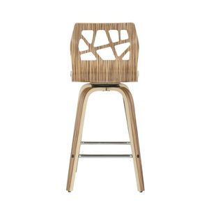Ensemble de 2 tabourets de bar Folia Mid Century Modern en bois de zèbre et simili cuir crème - Product Image 5