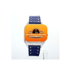 นาฬิกาข้อมือ NM JEWELLRY WATCHES รุ่น Unisex หรูหรา ทรงสี่เหลี่ยม ควอตซ์ ประดับเพชรและคริสตัล ตัวเรือนแบบโรมัน สายซิลิโคนวินเทจ ขนาด 20 มม. แบบอนาล็อก - Product Image 1