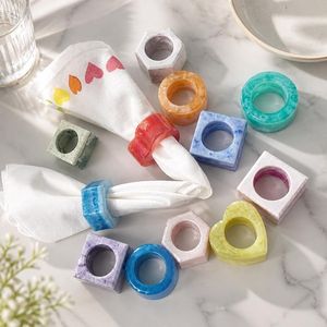 Modern Eco-Friendly Resin Napkin Rings American Style Pink Marbled Design Custom Width Durable <b>Party</b> <b>Table</b> Decoration Accessory - Product Image 2