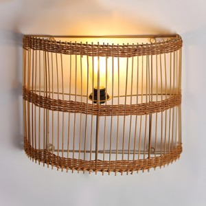 Natural rattan <b>wall</b> light <b>sconces</b> eco friendly home decor <b>wall</b>-mounted lamp decorative <b>sconce</b> - Product Image 1