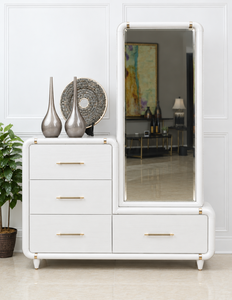 Cómoda Blanca de 4 Cajones con Espejo de Cuerpo Entero, Moderna Cómoda Independiente para Dormitorio - Product Image 1