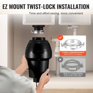 1HP Continuous Feed Food Waste Disposer EZ Connect System for Sound Reduction Metal Garbage Disposal with <b>UK</b> <b>Plug</b> - Product Image 5