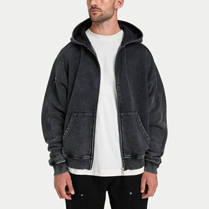 Sudaderas con capucha personalizadas con lavado ácido, serigrafía, estampado en relieve, bordado, efecto lavado, estilo urbano, sudaderas con capucha lisas con lavado mineral al por mayor para hombre - Product Image 4