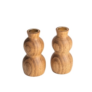 Handcrafted Natural Wood Gourd Shape <b>Candle</b> Holder Modern Minimalist Wooden Candlestick for Table Centerpiece & Home Decor - Product Image 1
