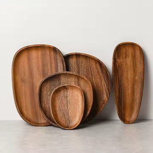 Plato de madera de acacia grande y dividido para restaurantes africanos, plato de teca para comida, platos para cenar, plato de bambú, regalos de cocina de madera - Product Image 1