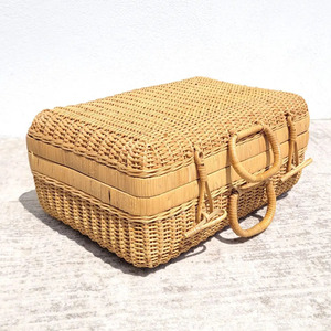 Maleta de ratán para niños, bolsa de viaje para fiestas al aire libre y picnics, cesta de almacenamiento tejida a mano, equipaje. - Product Image 4
