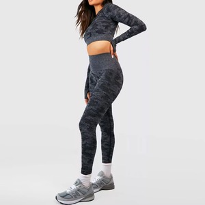 OEM Women Gym Fitness Striped Breathable 2 Piece Sets High Waist Butt Lifting Bottoms Sports Active Yoga - Product Image 2