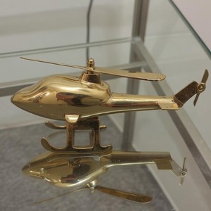 Modelo de Helicóptero Metálico Dorado Vintage, Adorno Decorativo de Escritorio, Avión Decorativo, Manualidad Creativa, Escultura en Miniatura para Oficina - Product Image 3