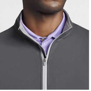 Chemise à manches longues en tricot gris pour homme, col zippé, unie, décontractée, respirante, pour le golf - Product Image 5