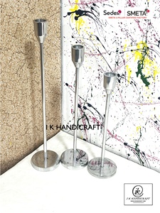 I K HANDICRAFT Re-Lanzamiento: Juego de Portavelas de Acero Inoxidable Dorado, Plegable, Alto y Liso, con Boca Cónica, Hecho a Mano - Product Image 6